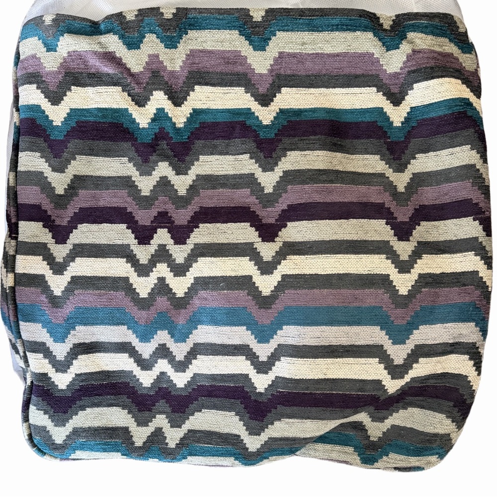 Set of 3 | 20x20 Chevron Zig Zag Throw Pillow Covers |Teal, Purple, Gray & Cream